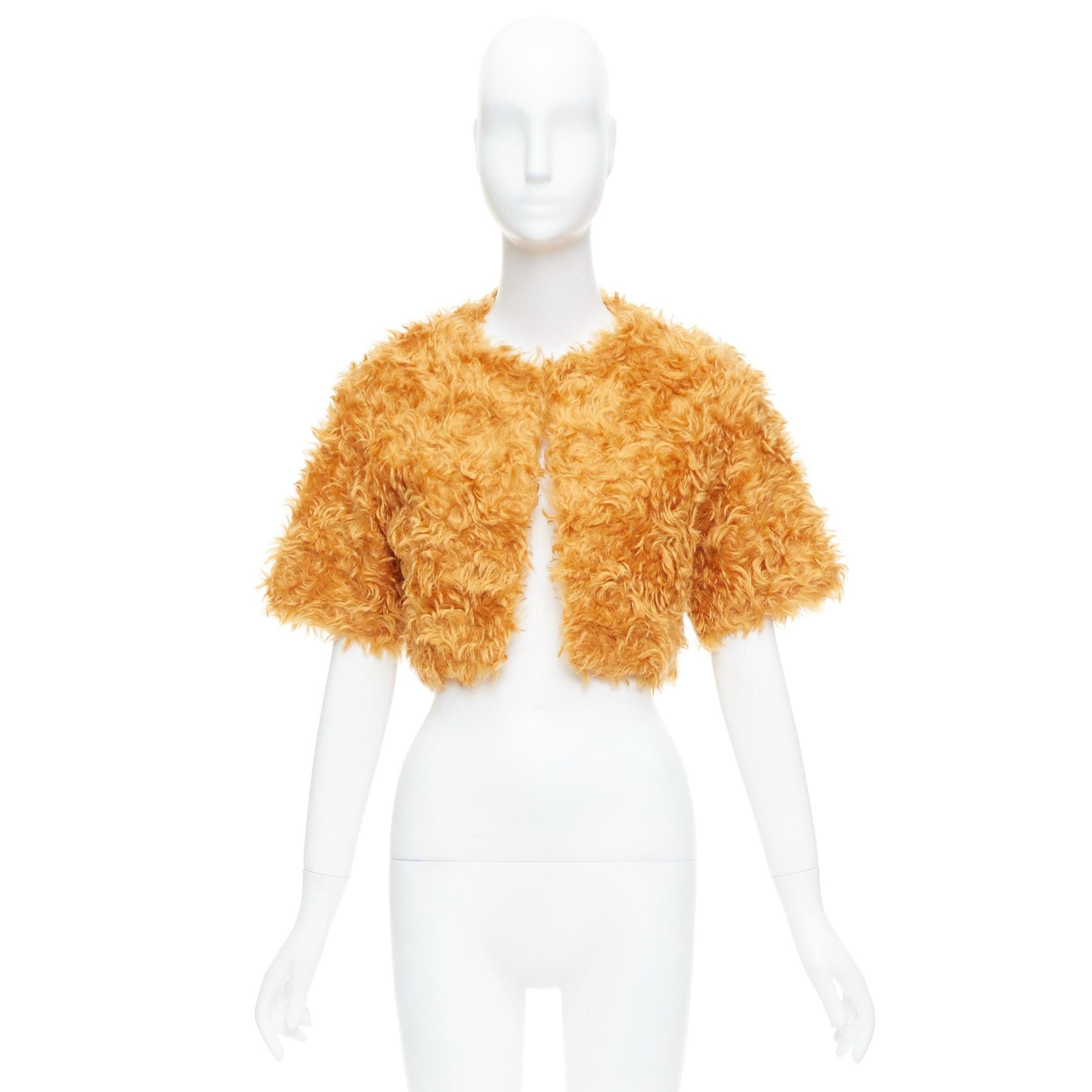 PRADA 2007 Runway orange mohair cotton furry cropped jacket IT38 XS 5