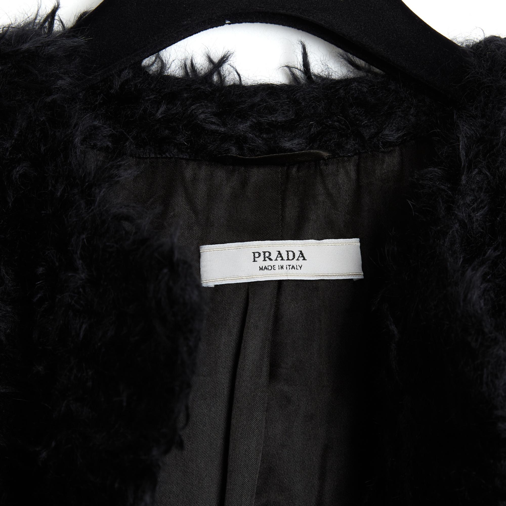 Women's Prada 2007 Veste FR36 Black Faux Fur Short Jacket UK8 US6