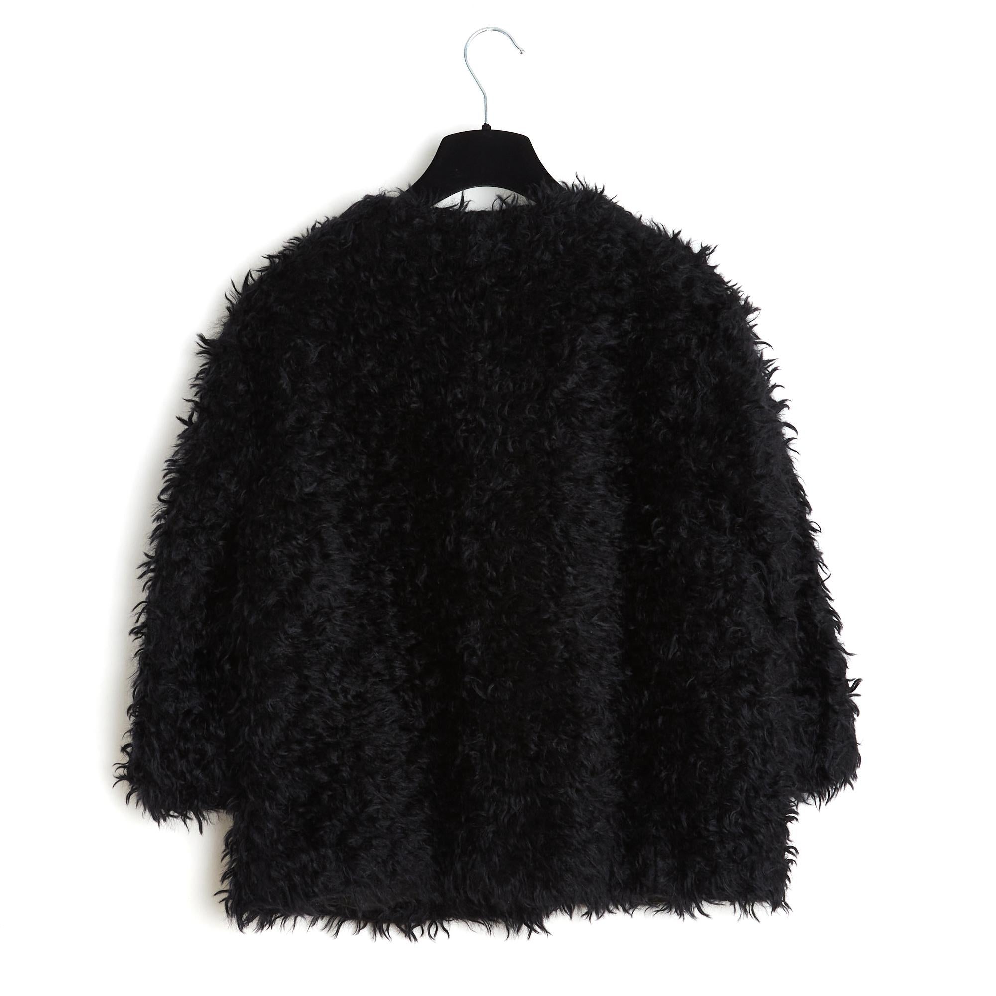 Prada 2007 Veste FR36 Black Faux Fur Short Jacket UK8 US6 1
