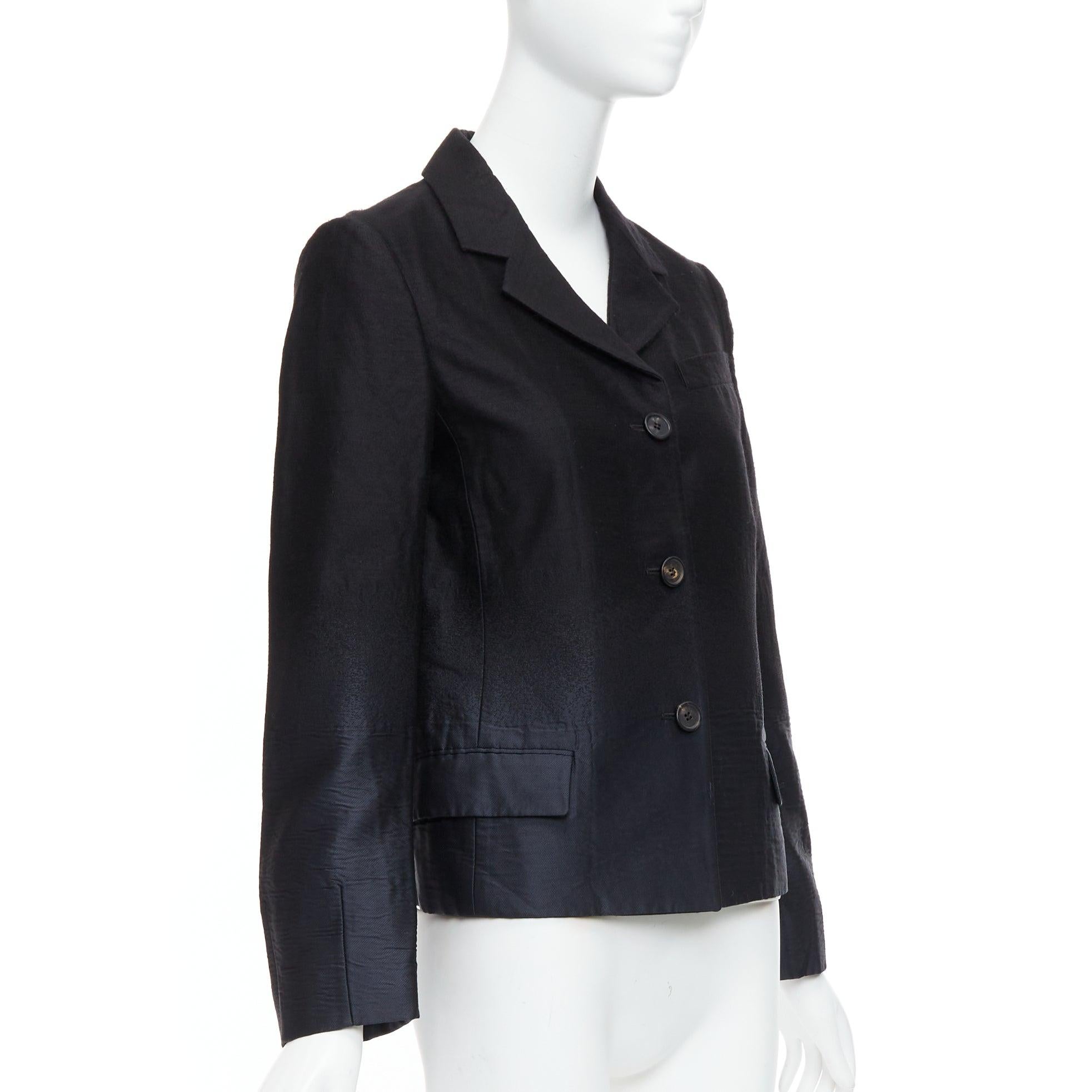Black PRADA 2007 Vintage black wool degrade fabric blazer jacket IT38 XS For Sale