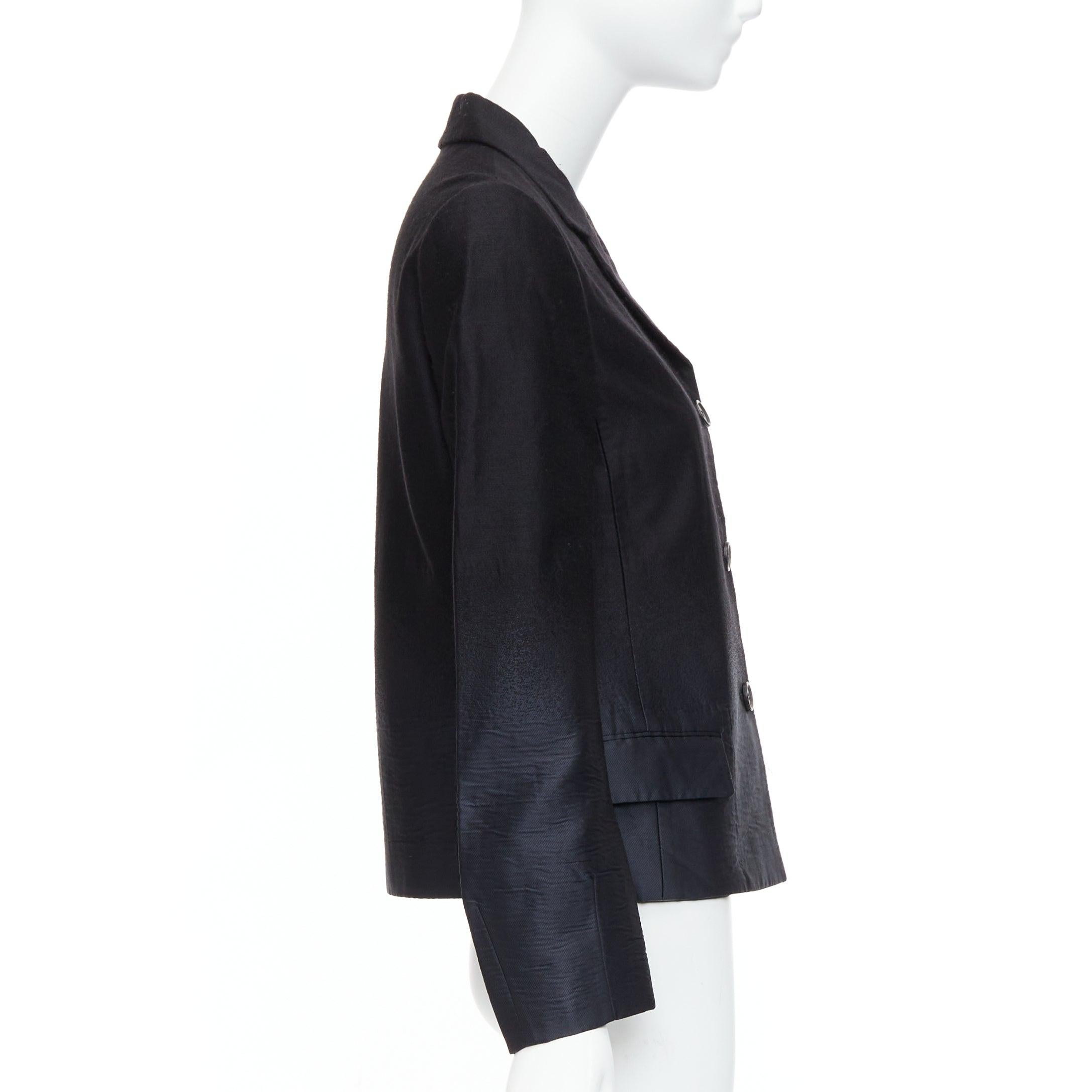 PRADA 2007 Vintage black wool degrade fabric blazer jacket IT38 XS In Excellent Condition For Sale In Hong Kong, NT