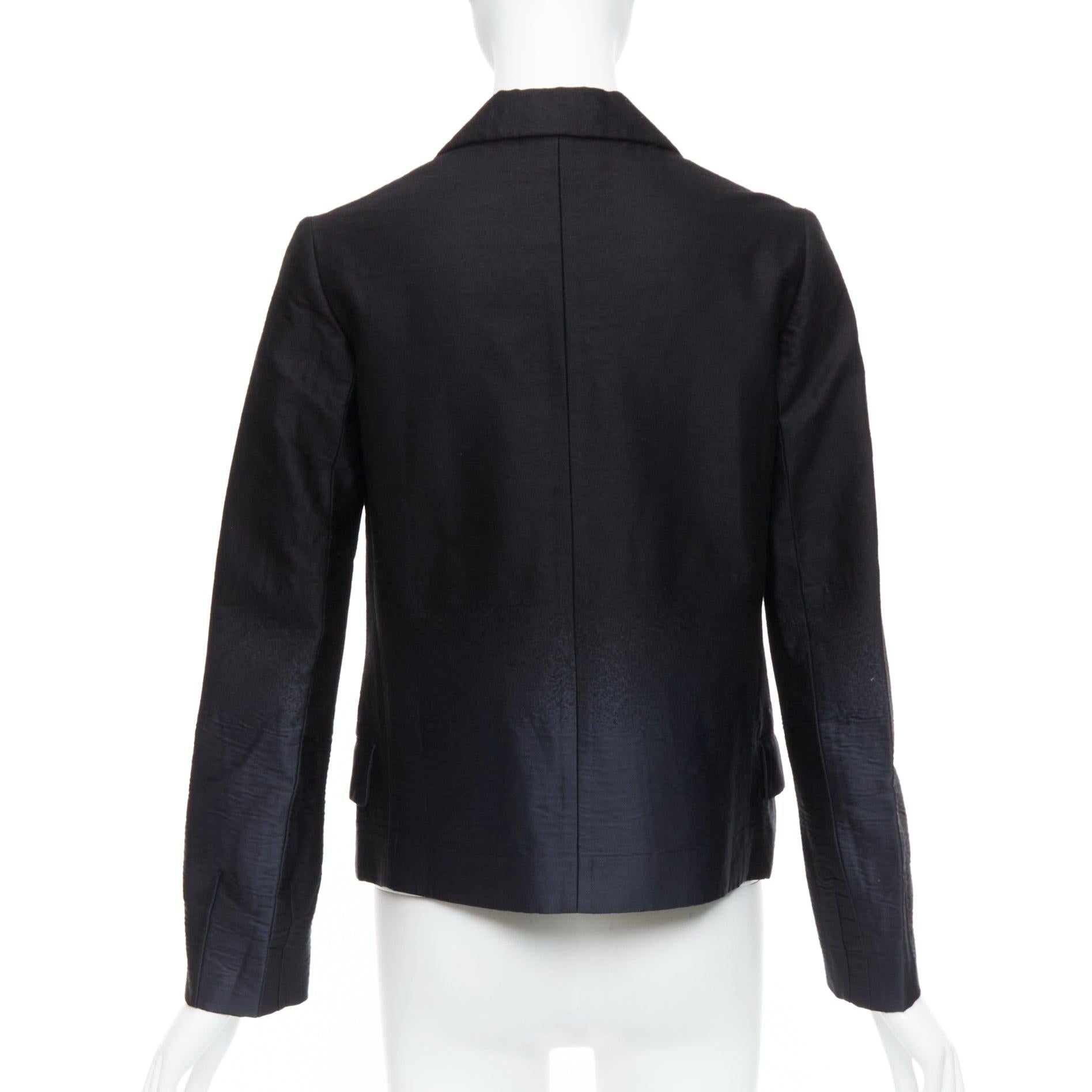 Women's PRADA 2007 Vintage black wool degrade fabric blazer jacket IT38 XS For Sale