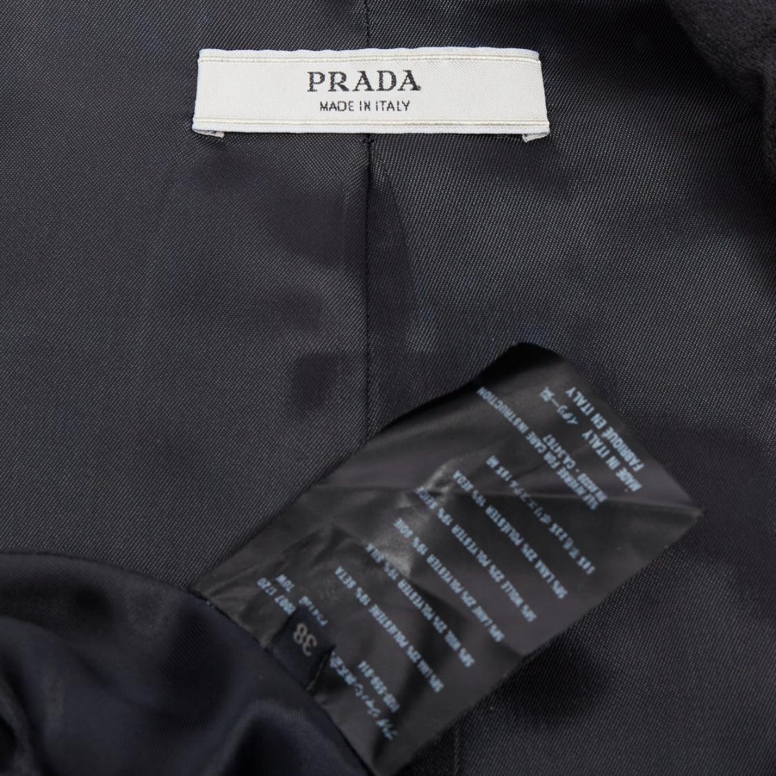 PRADA 2007 Vintage black wool degrade fabric blazer jacket IT38 XS For Sale 4