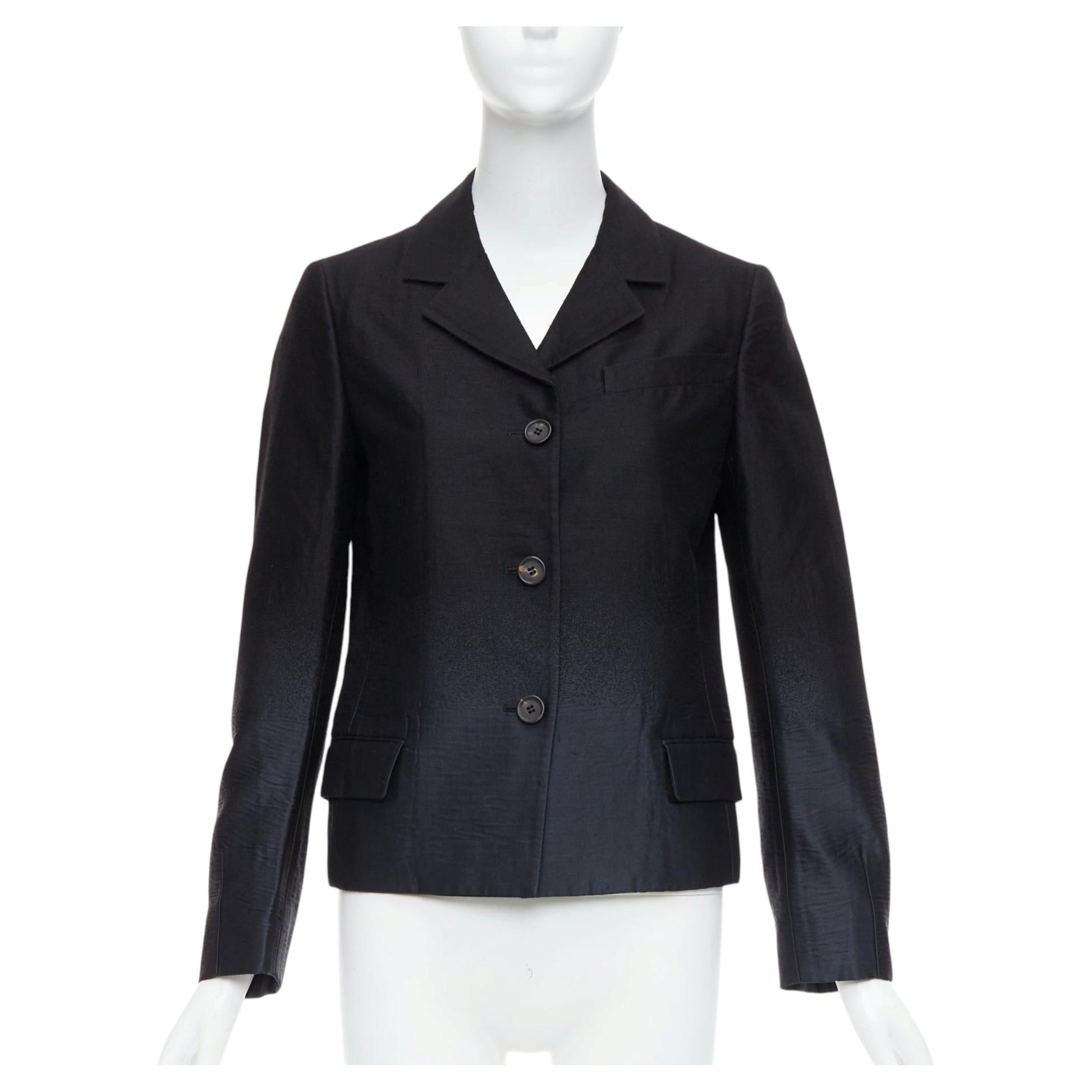 Pre-owned Miuccia Prada Prada 2007 Vintage Black Wool Degrade Fabric Blazer Jacket It38 Xs