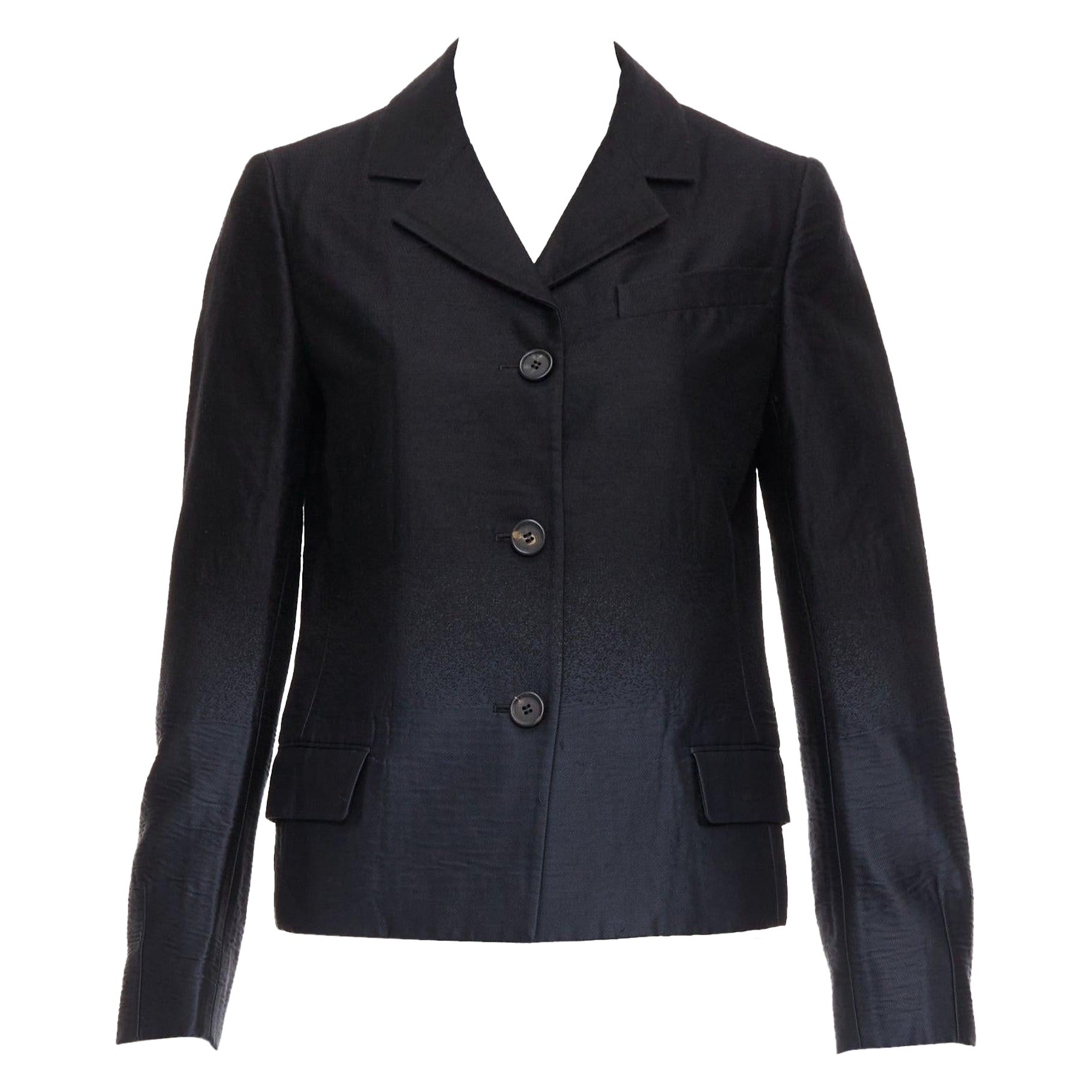 PRADA 2007 Vintage veste de blazer en laine noire dégradée IT38 XS