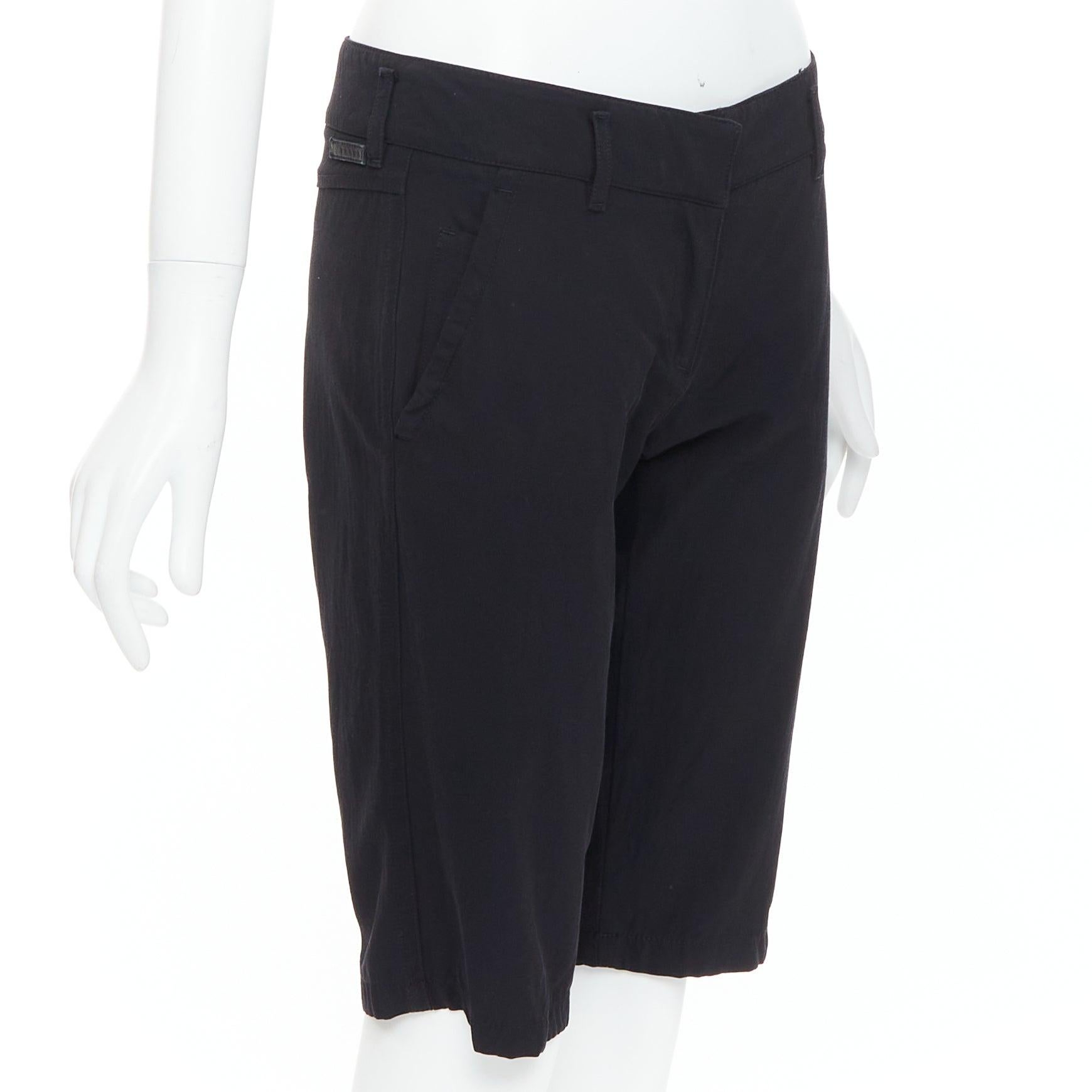 Black PRADA 2007 Vintage Linea Rossa black logo cropped shorts IT40 S For Sale