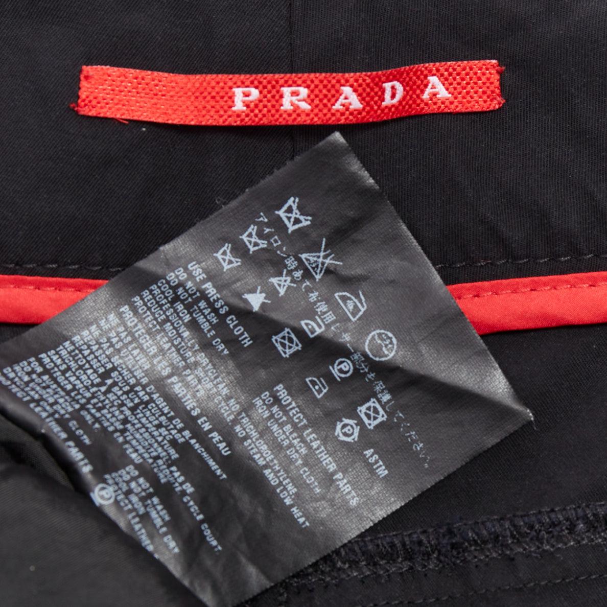PRADA 2007 Vintage Linea Rossa black logo cropped shorts IT40 S For Sale 3