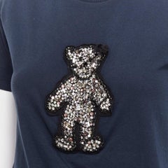 PRADA 2008 black crystal embellished teddy bear tshirt S