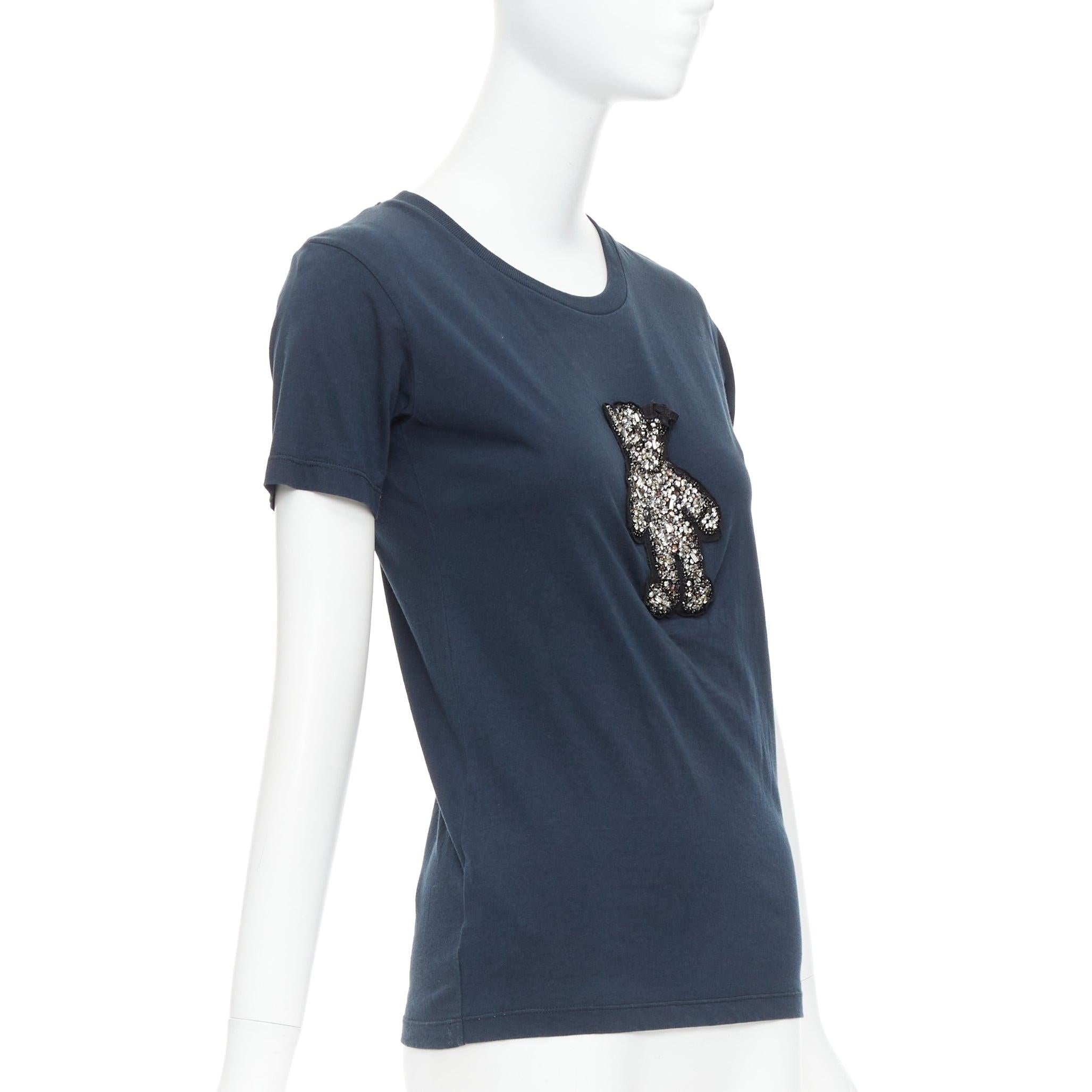 PRADA 2008 camiseta de osito negra con adornos de cristal S Negro en venta