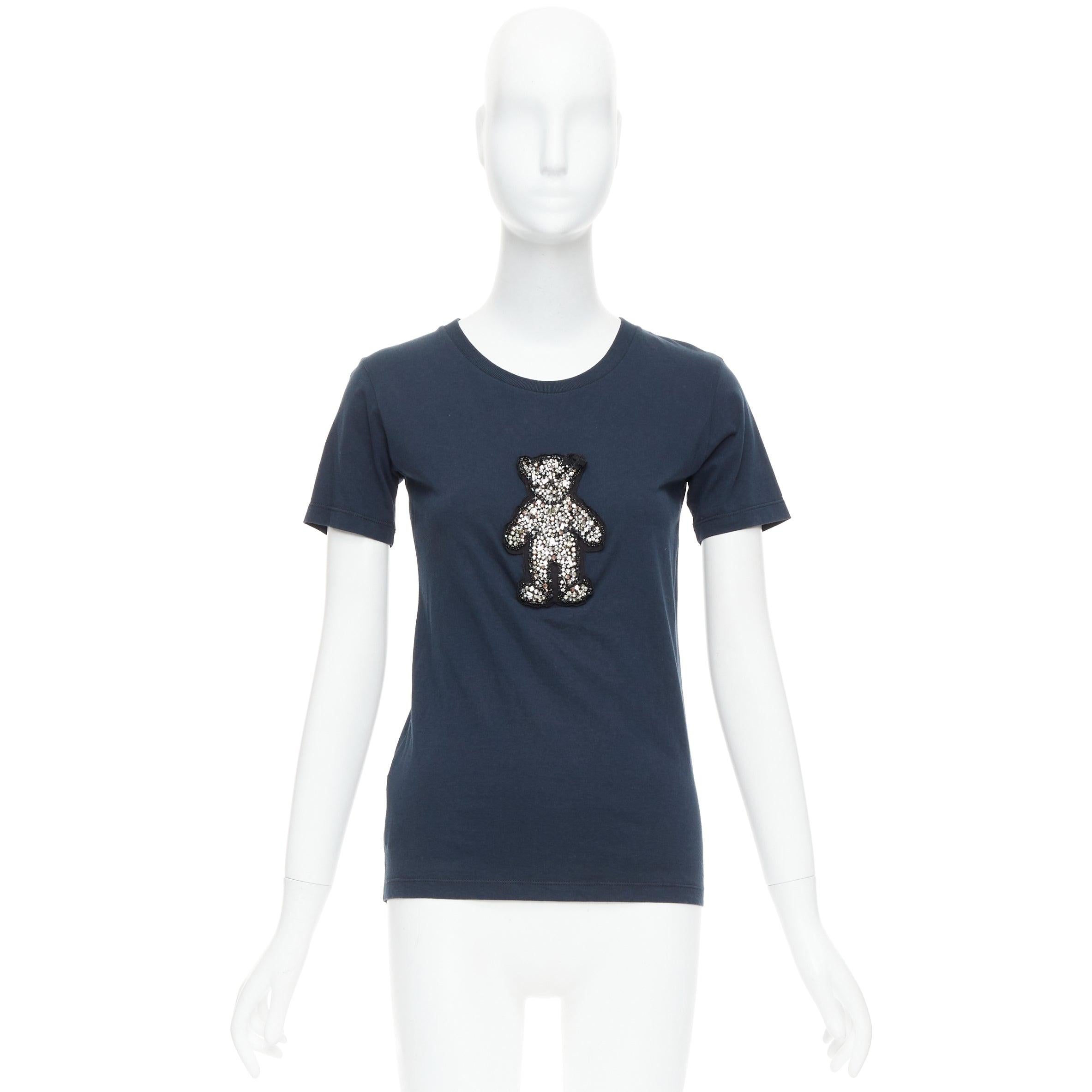 PRADA 2008 camiseta de osito negra con adornos de cristal S en venta 4