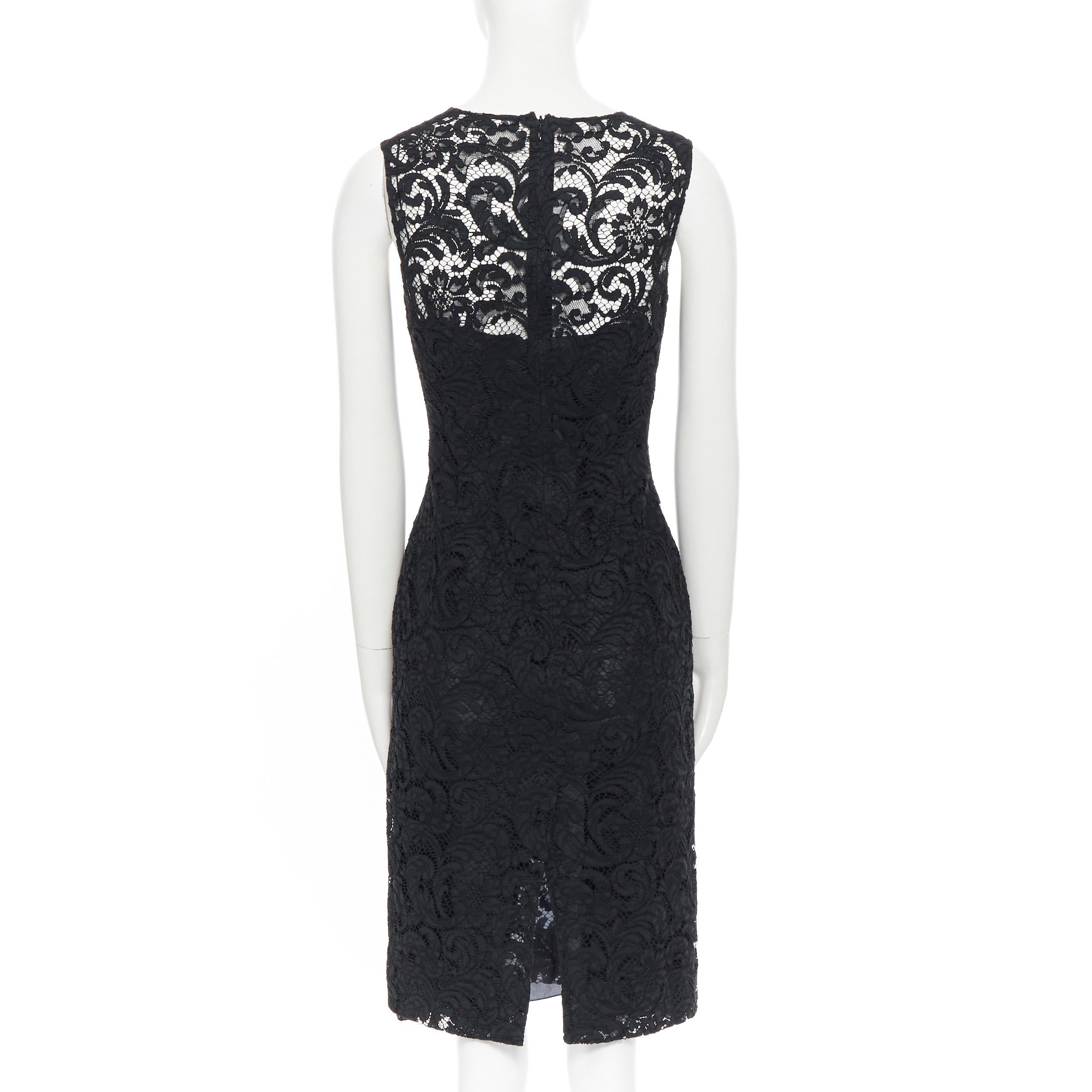 PRADA 2008 black floral lace lined sleeveless cocktail dress IT38 In Excellent Condition In Hong Kong, NT