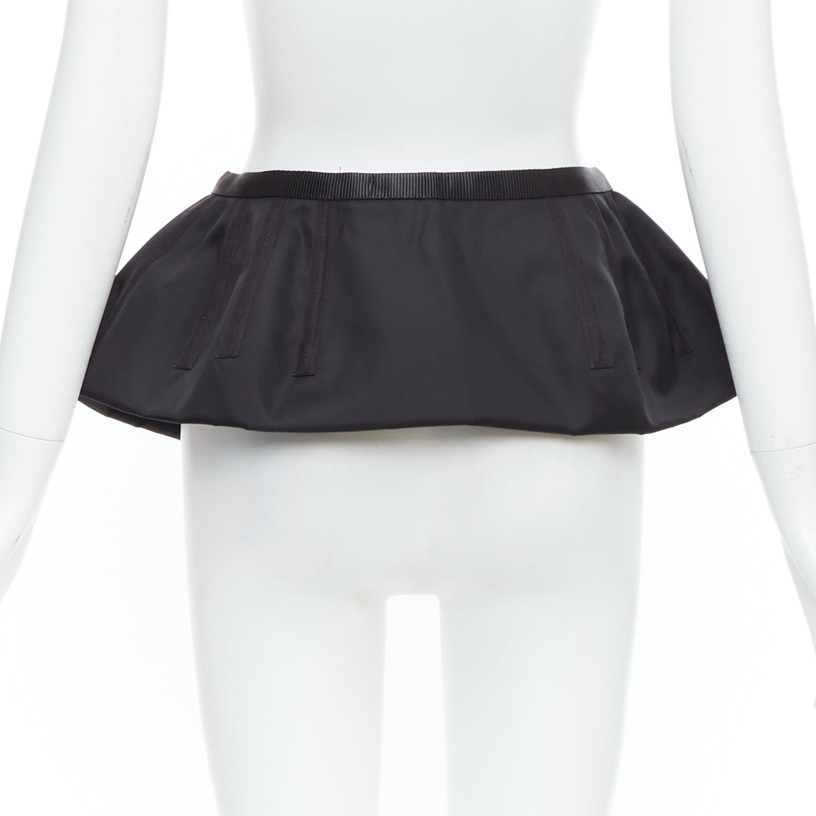 Women's PRADA 2008 black nylon silver logo buckle fabric peplum belt IT38 XS For Sale