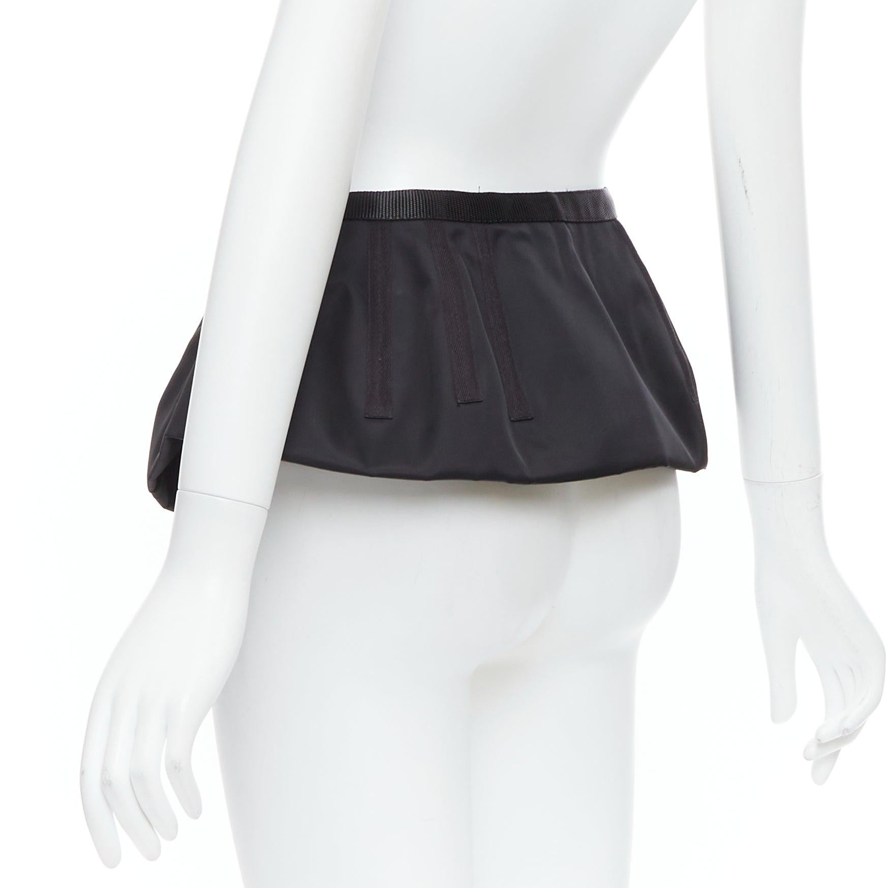 PRADA 2008 black nylon silver logo buckle fabric peplum belt IT38 XS For Sale 1