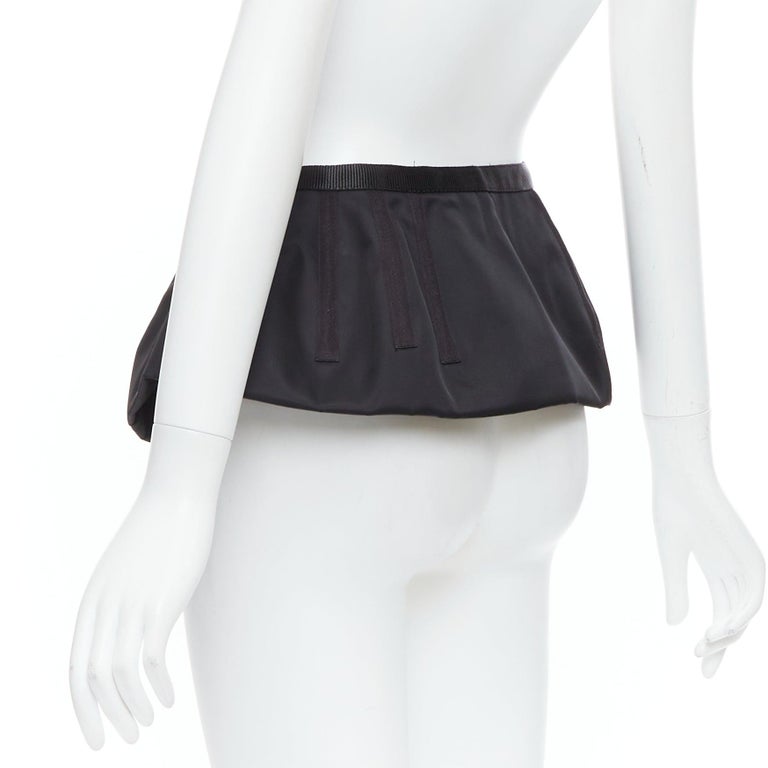 PRADA 2008 black nylon silver logo buckle fabric peplum belt  display picture 1