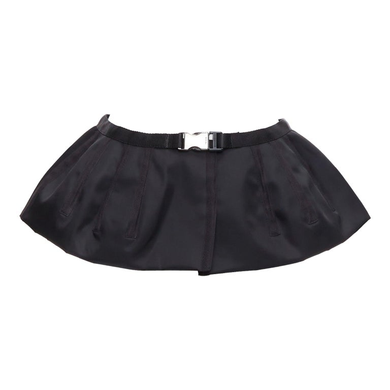 PRADA 2008 black nylon silver logo buckle fabric peplum belt  display picture 3