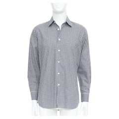 PRADA 2008 black white gingham check cotton long sleeve button shirt EU39 M