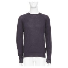 PRADA 2008 dark charcoal grey sheer wool silk blend long sleeve sweater IT46 S