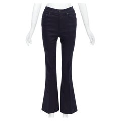 PRADA 2008 indigo blue cotton blend logo high rise fit flare jeans 25"
