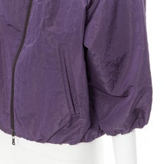 PRADA 2008 purple geometric cloque jacquard nylon zip cocoon bubble jacket IT44