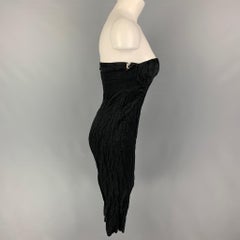 PRADA 2008 Size 6 Black Cotton Blend Wrinkled Halter Cocktail Dress