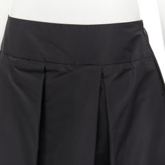 PRADA 2008 Vintage black nylon box pleat flared skirt IT44 L