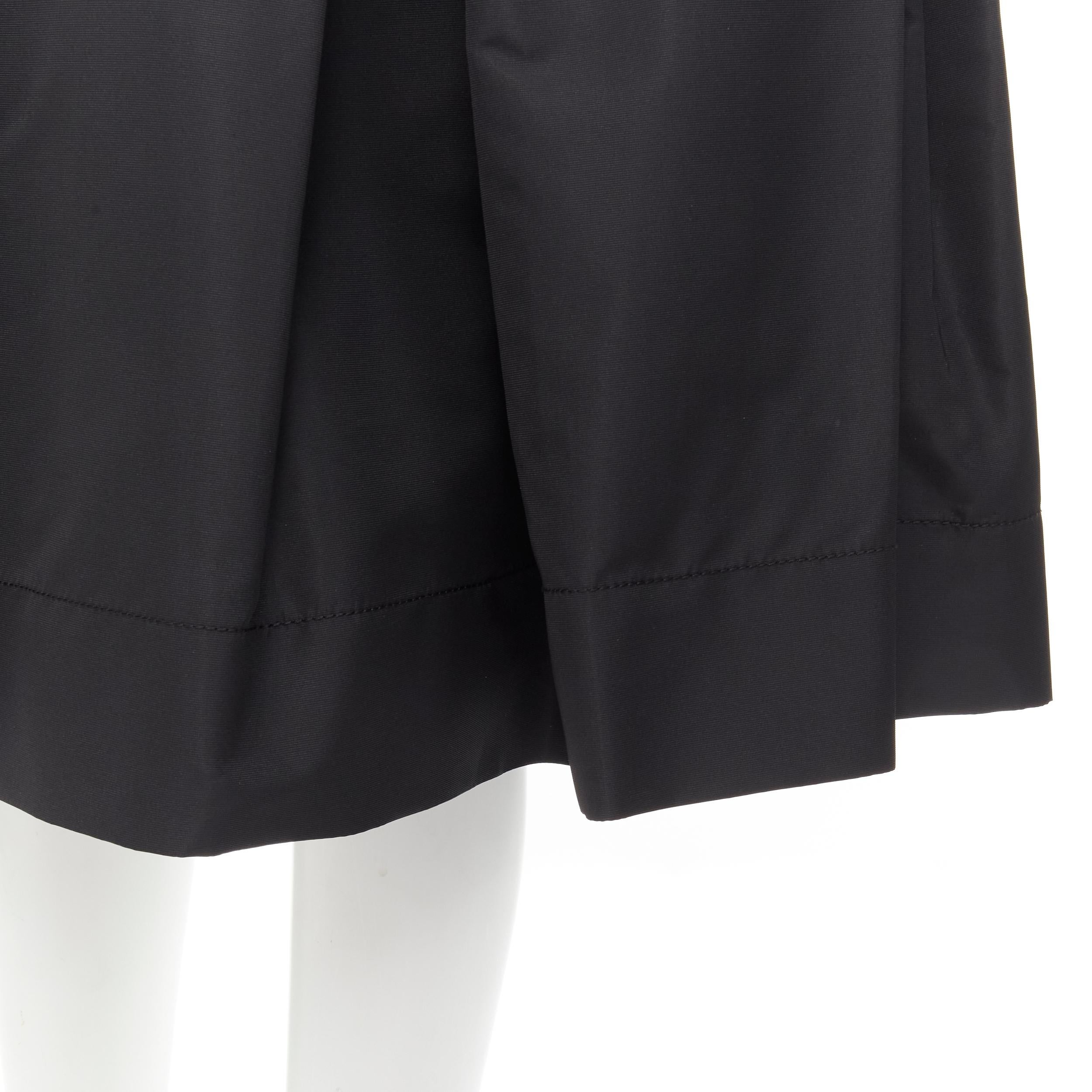 Women's PRADA 2008 Vintage black nylon box pleat flared skirt IT44 L
