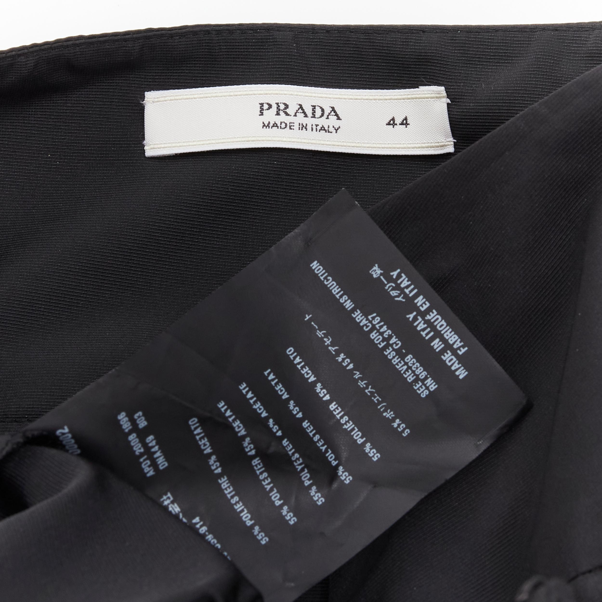 PRADA 2008 Vintage black nylon box pleat flared skirt IT44 L 1