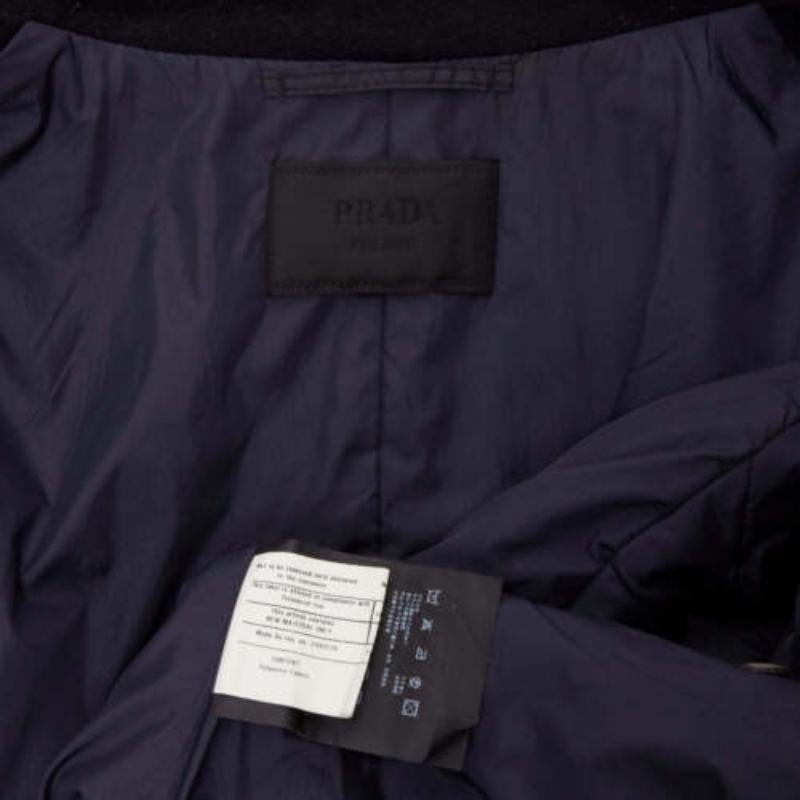 PRADA 2009 100% virgin wool black minimalist coated sleeve coat IT48 M 5