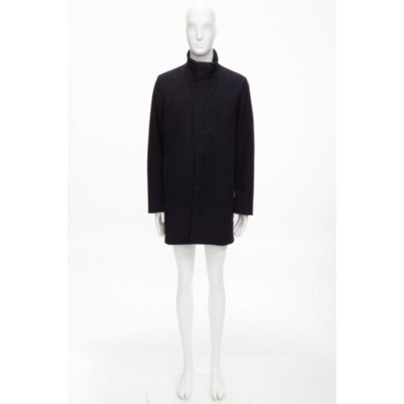 PRADA 2009 100% virgin wool black minimalist coated sleeve coat IT48 M 6