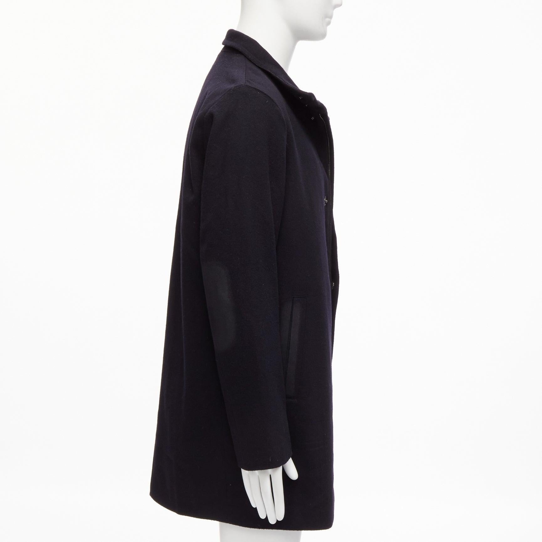 Men's PRADA 2009 100% virgin wool black minimalist coated sleeve coat IT48 M For Sale