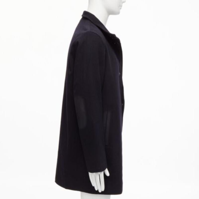 Men's PRADA 2009 100% virgin wool black minimalist coated sleeve coat IT48 M