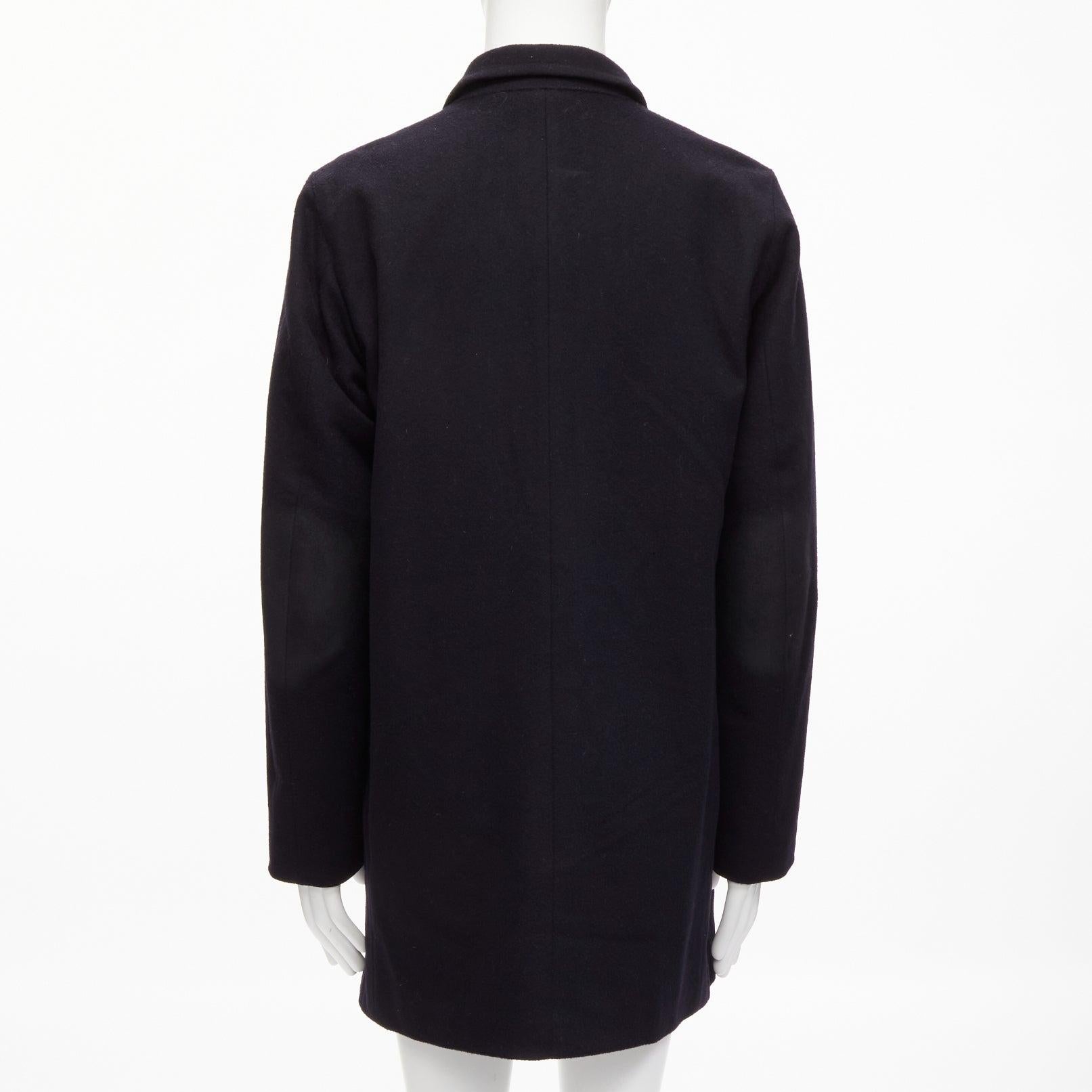 PRADA 2009 100% virgin wool black minimalist coated sleeve coat IT48 M For Sale 1