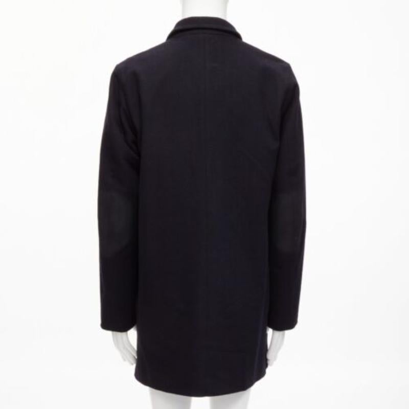PRADA 2009 100% virgin wool black minimalist coated sleeve coat IT48 M 1