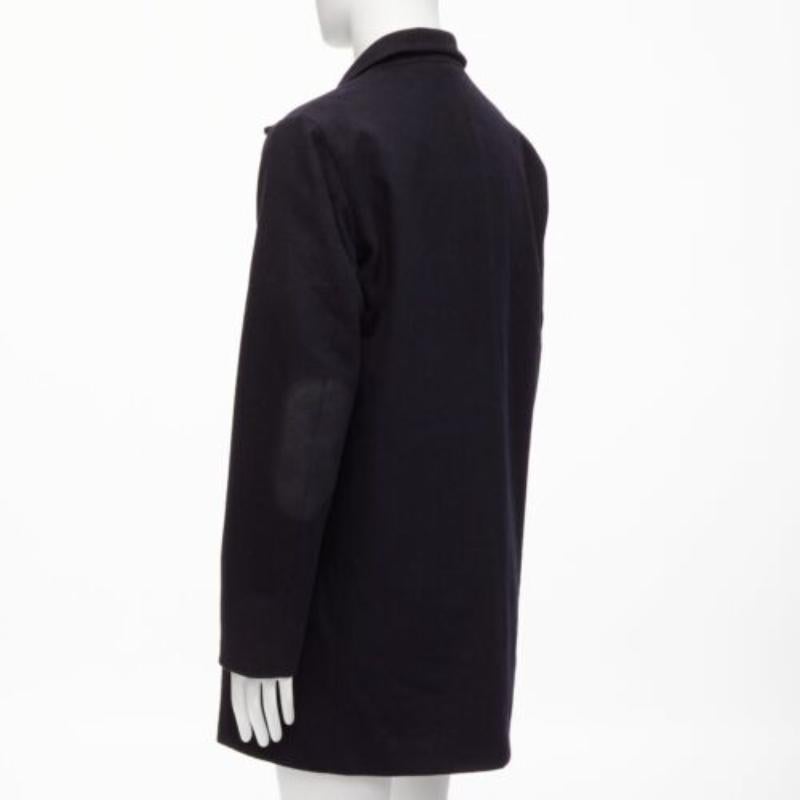PRADA 2009 100% virgin wool black minimalist coated sleeve coat IT48 M 2
