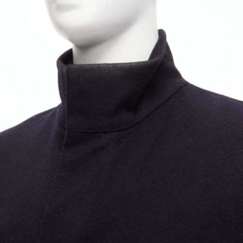 PRADA 2009 100% virgin wool black minimalist coated sleeve coat IT48 M 3