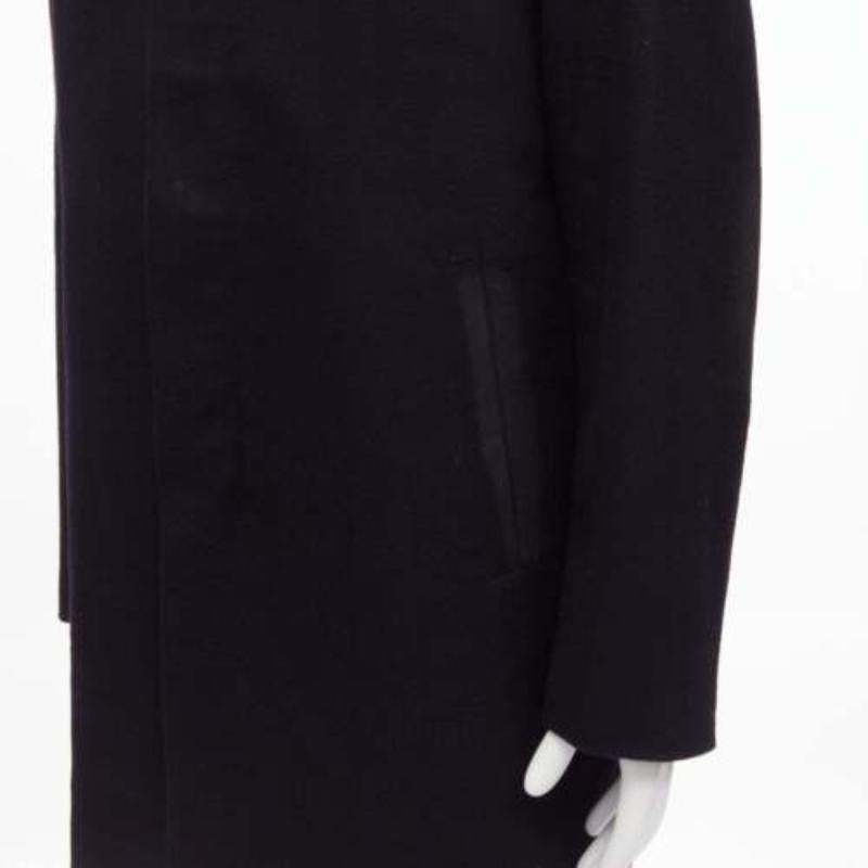 PRADA 2009 100% virgin wool black minimalist coated sleeve coat IT48 M 4