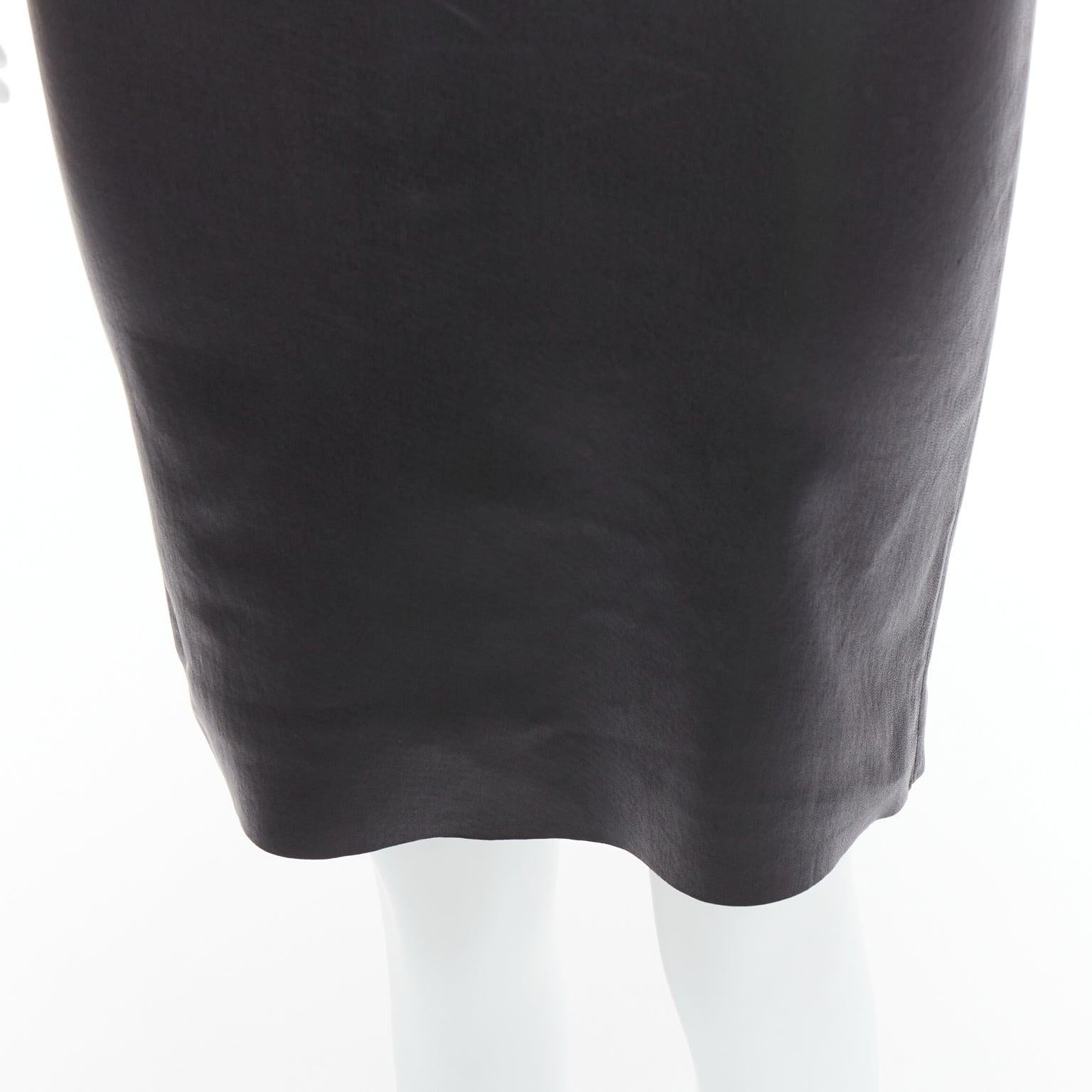 PRADA 2009 black leather crew neck fitted dress IT38 XS 2
