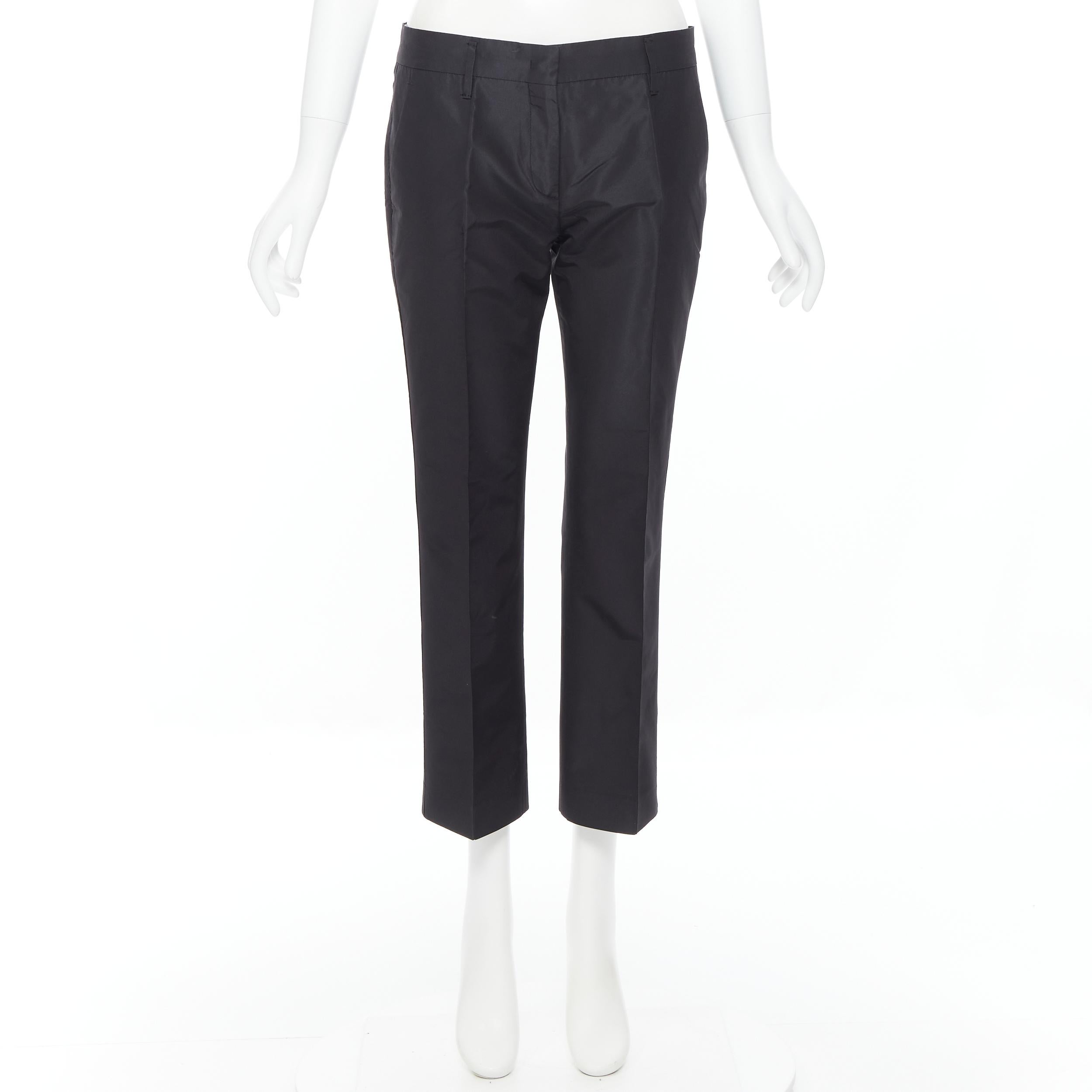 Black PRADA 2009 black silk polyester pleat front 4-pocket trousers pants IT40