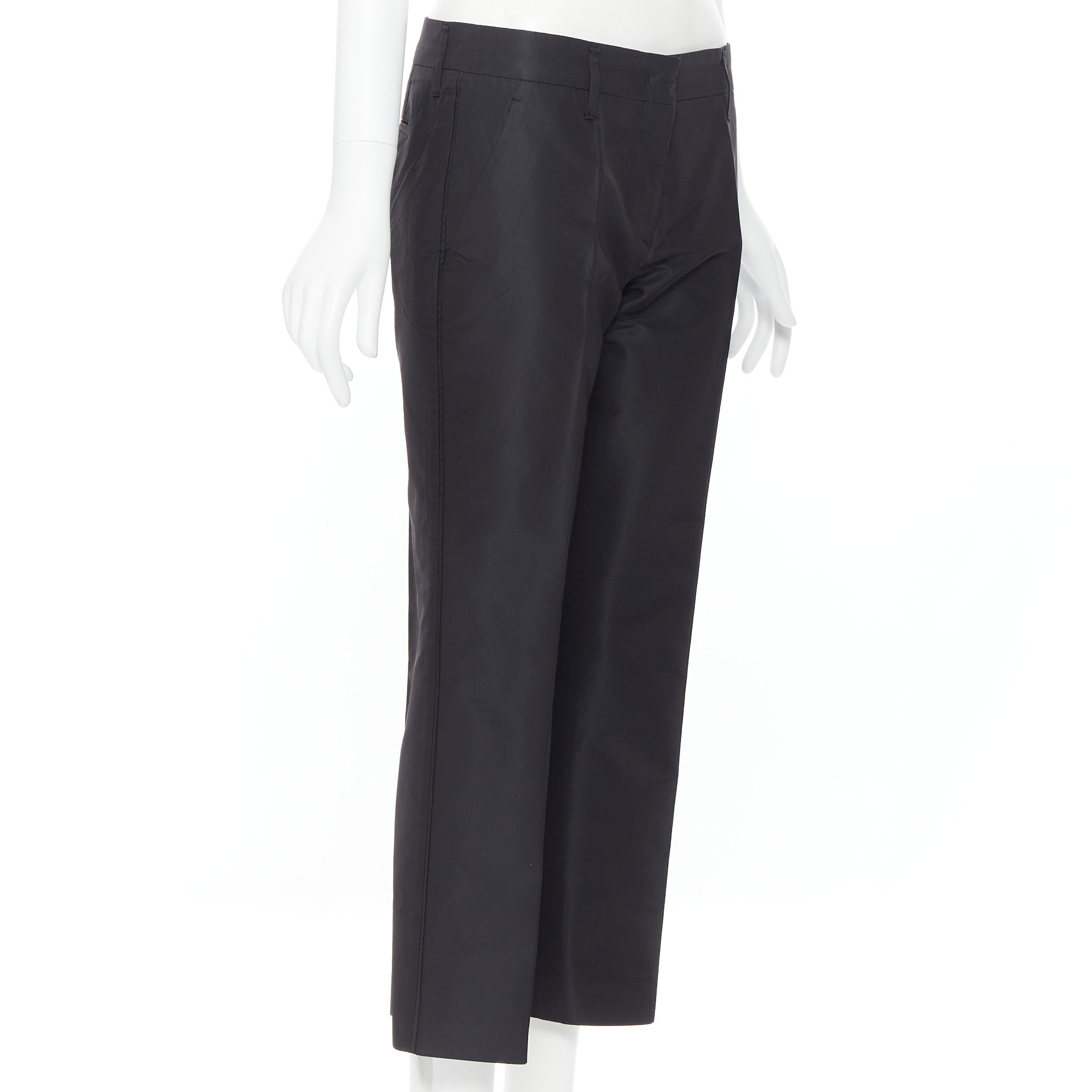 PRADA 2009 black silk polyester pleat front 4-pocket trousers pants IT40 In Excellent Condition In Hong Kong, NT