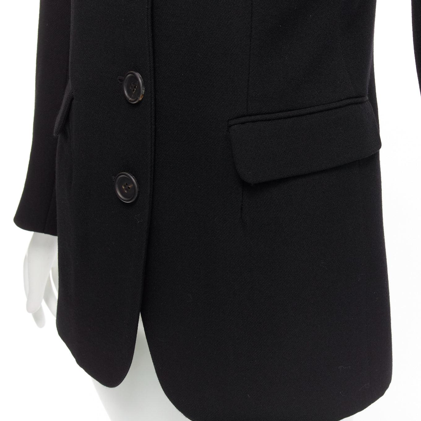 PRADA 2009 black virgin wool puffed shoulder fitted formal blazer IT38 XS For Sale 4