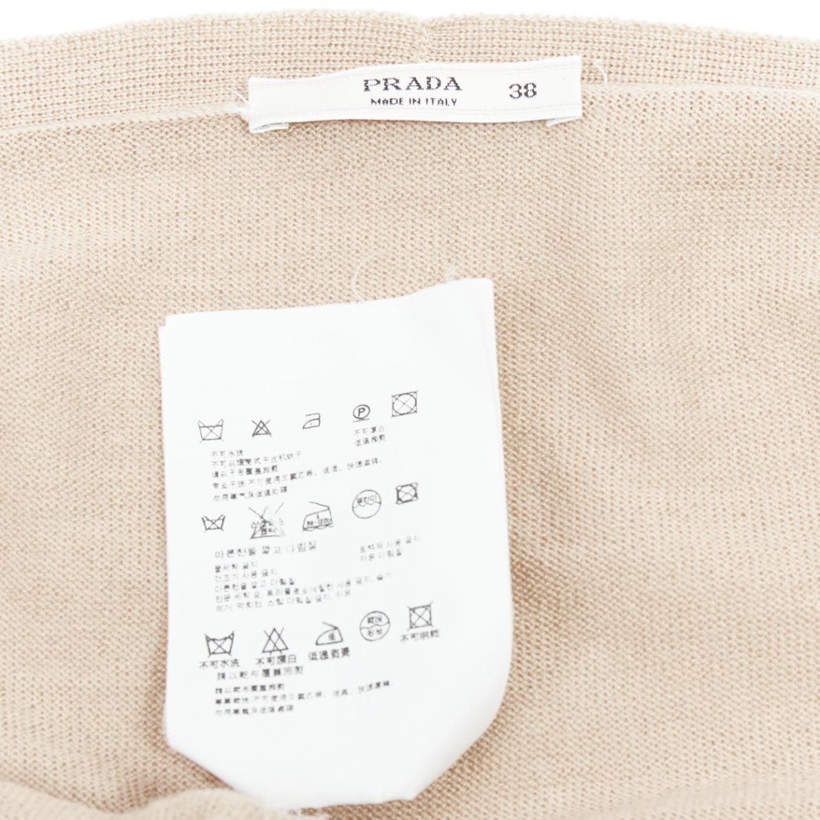 PRADA 2009 Runway beige wool silk harness strap off shoulder cardigan IT38 XS 3