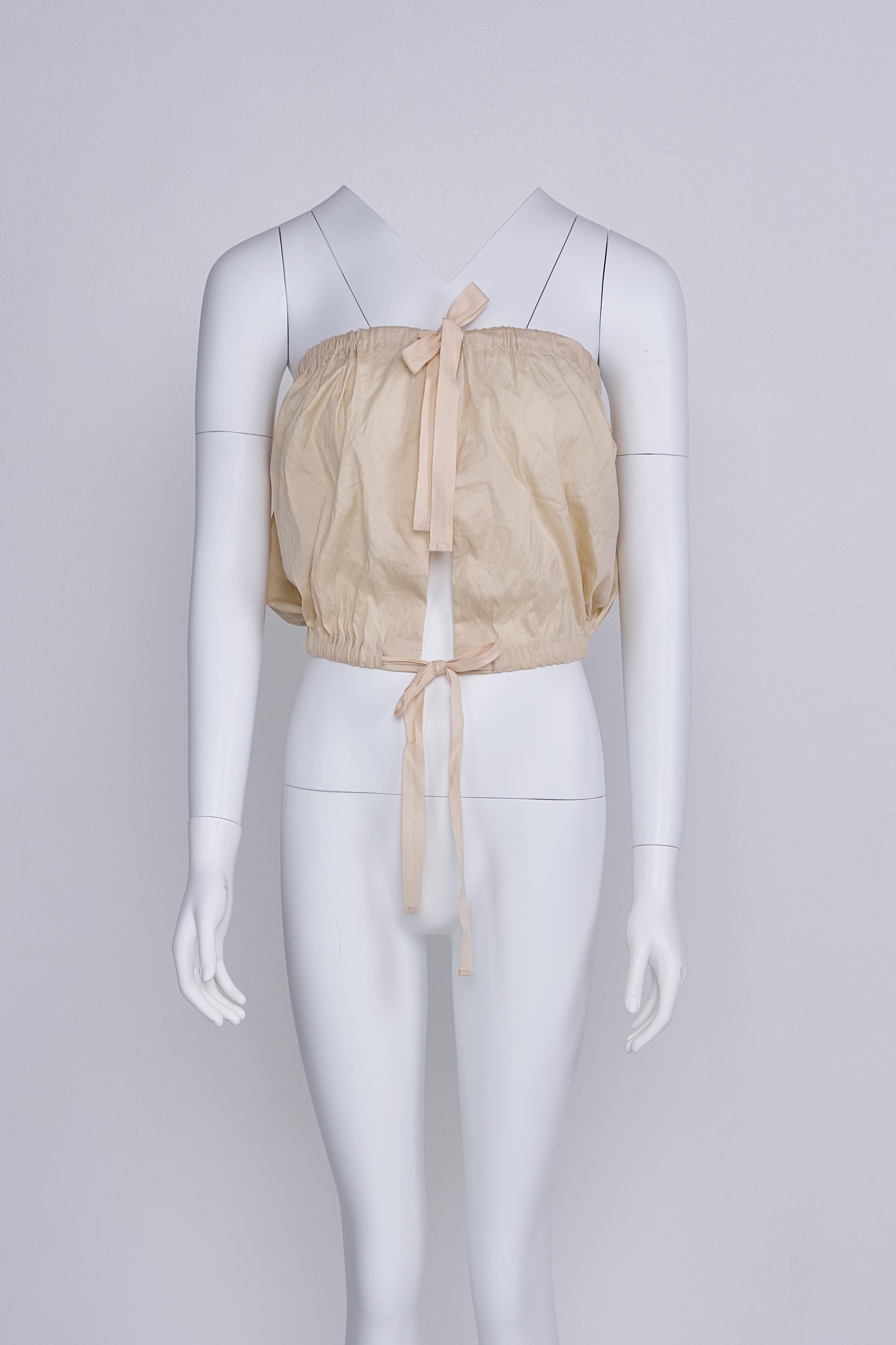 Prada 2009 Spring/Summer Beige Bow-Front Tube Top For Sale 1