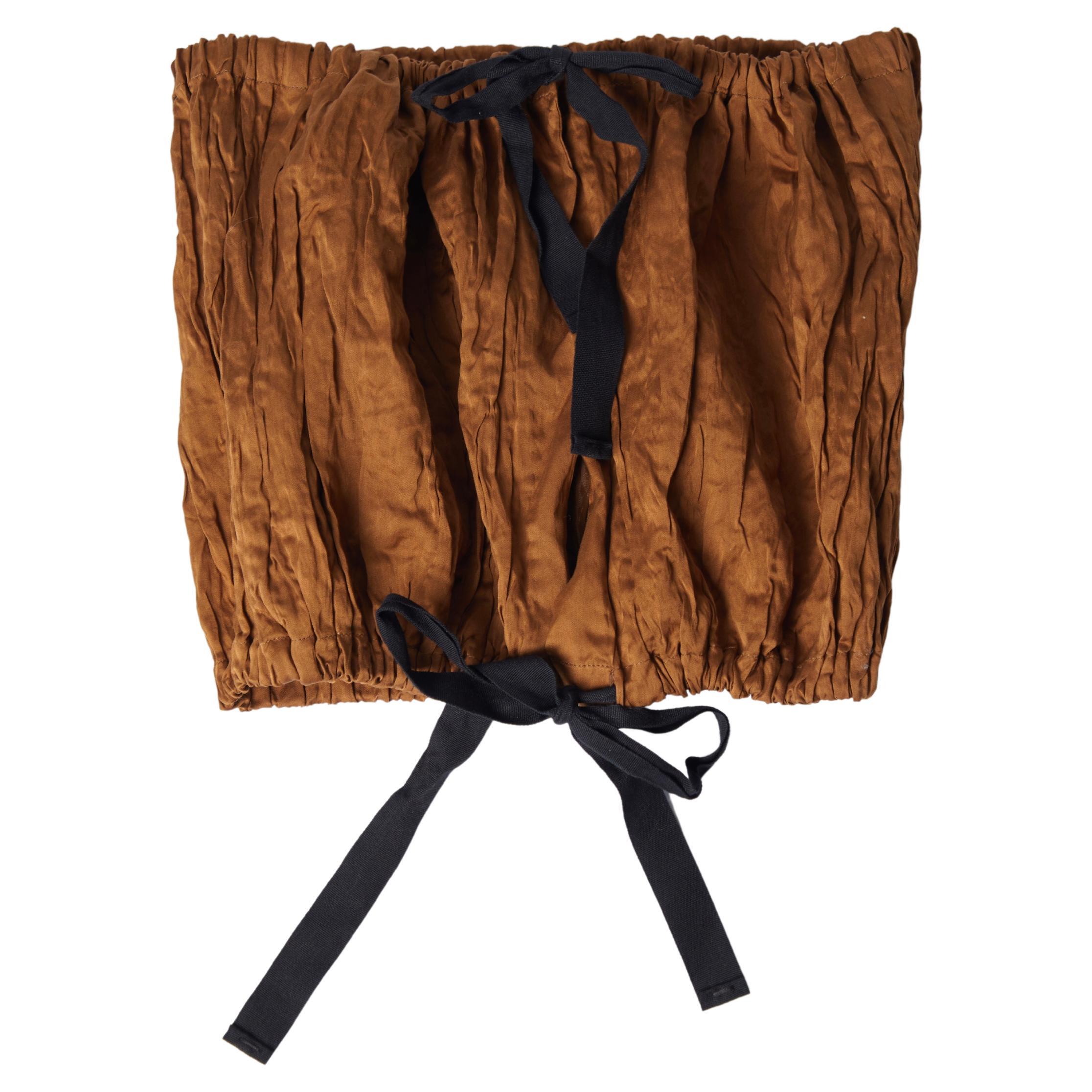 Prada 2009 Spring/Summer Brown Tube Top with Black Bow Ribbons For Sale