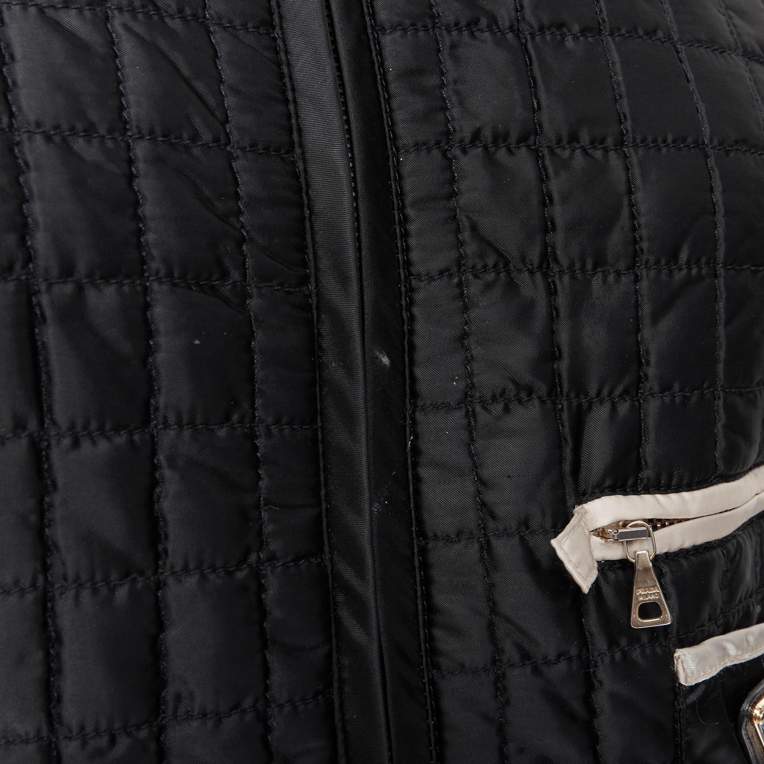 PRADA 2010 black quilted nylon logo seal pocket collarless shell jacket IT38 XS 3