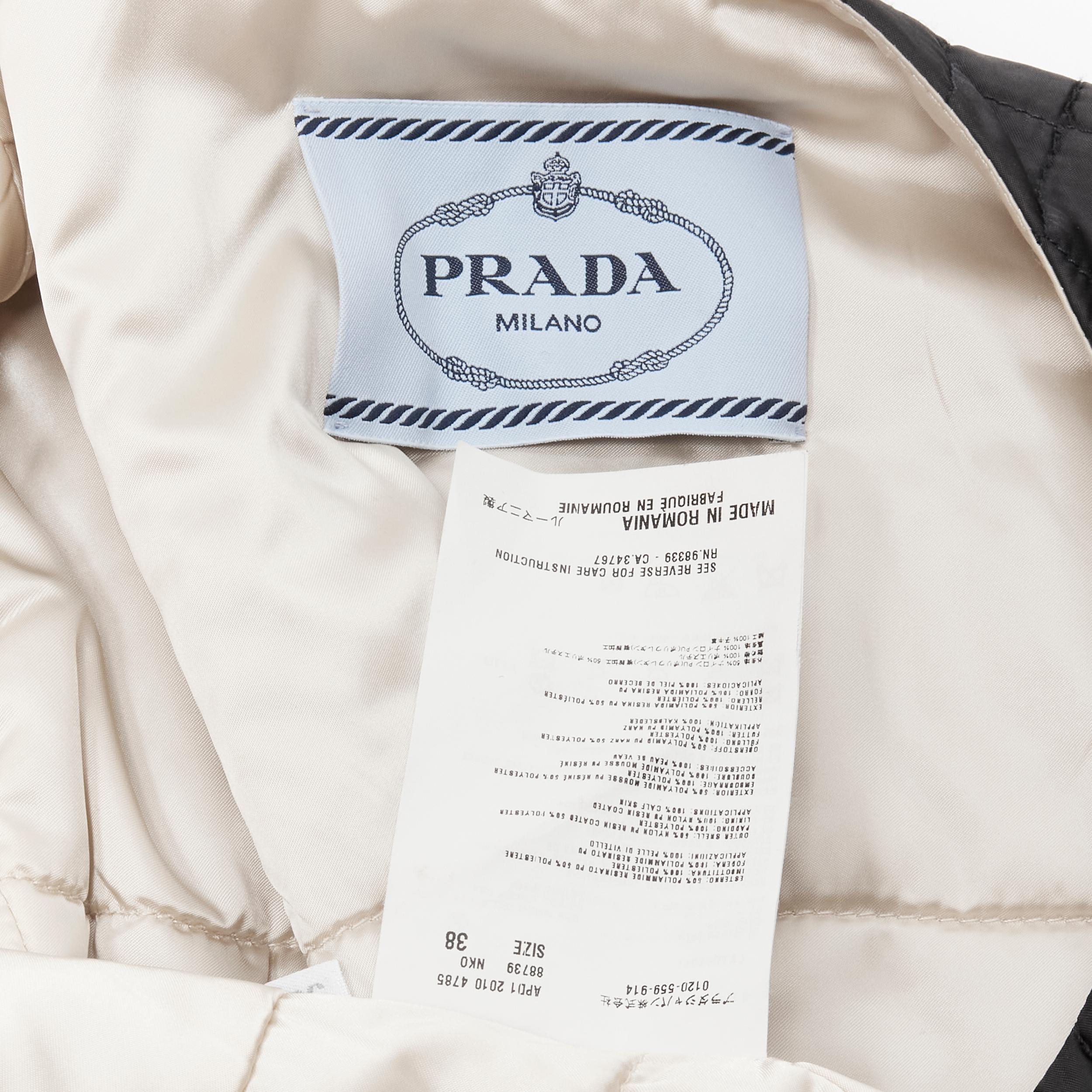 PRADA 2010 black quilted nylon logo seal pocket collarless shell jacket IT38 XS 4
