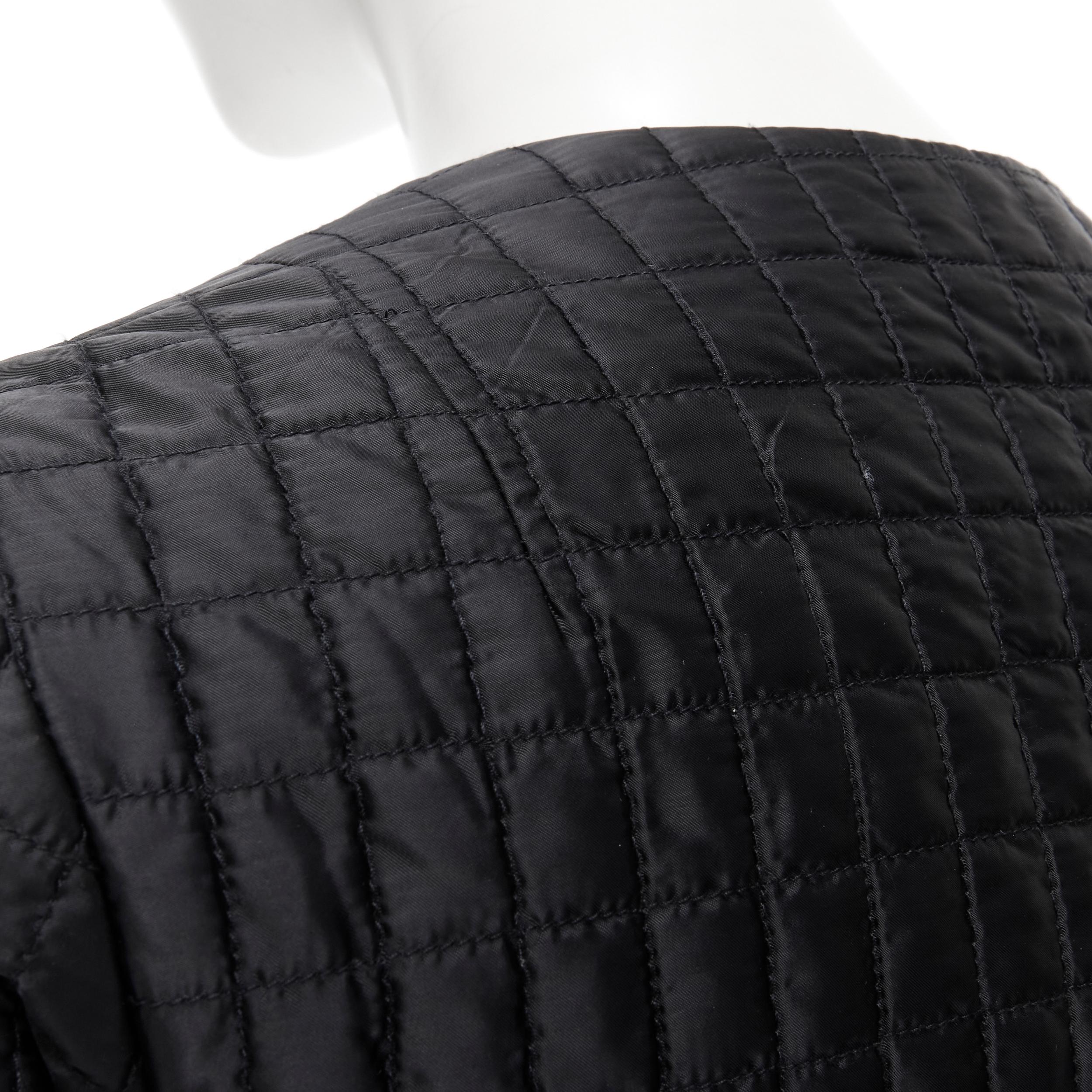 Women's PRADA 2010 black quilted nylon logo seal pocket collarless shell jacket IT38 XS