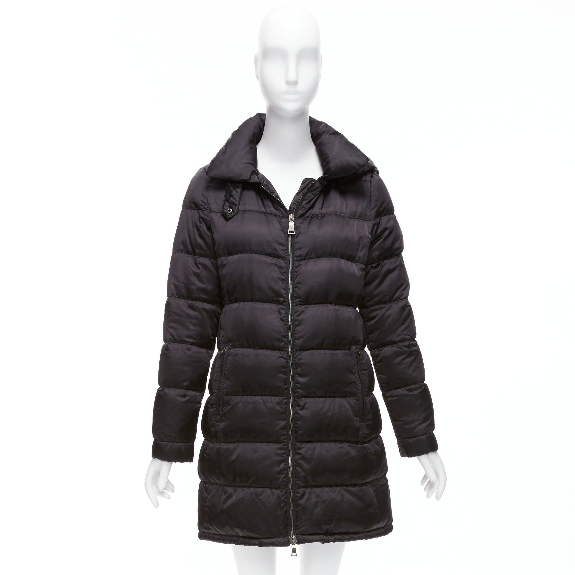 PRADA 2010 black shiny nylon hooded quilted long sleeve puffer coat IT42 M For Sale 6