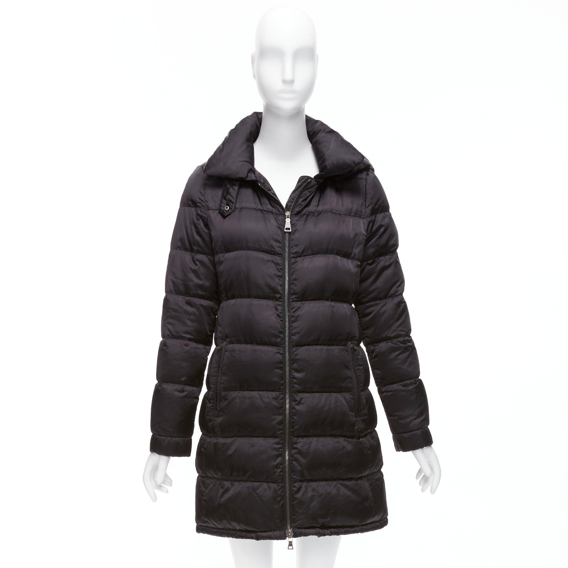 PRADA 2010 black shiny nylon hooded quilted long sleeve puffer coat IT42 M For Sale 5