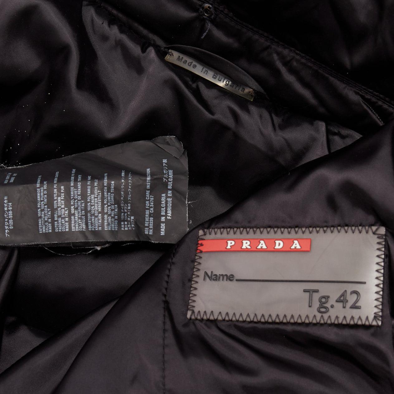 PRADA 2010 black shiny nylon hooded quilted long sleeve puffer coat IT42 M For Sale 4