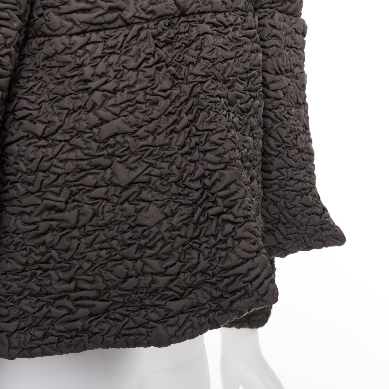 PRADA 2010 marrón visón cuello arrugado acolchado chaqueta manga abullonada IT40 S en venta 3